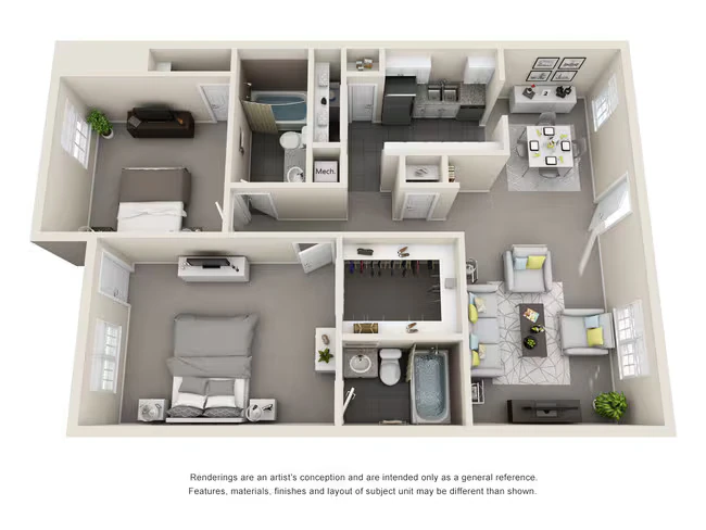 2 Bedroom 2 Bathroom 88 floor plan